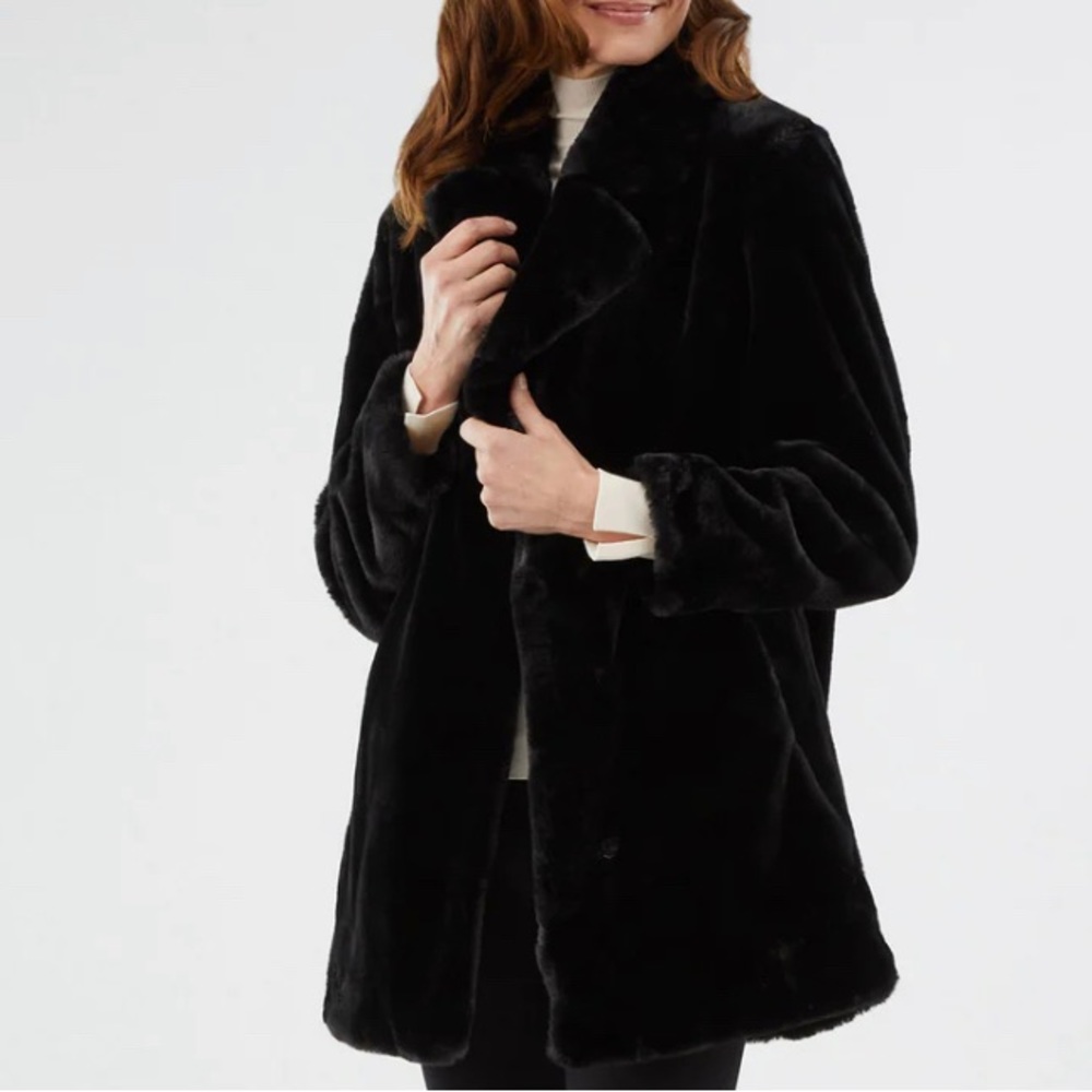 Sans Souci Faux Fur Black Women’s Coat Size S